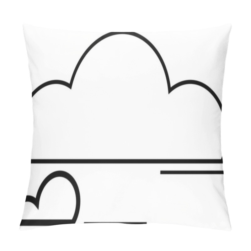 Personality  Large And Small Outlined Clouds Paired With Horizontal Lines, Creating A Simple, Modern Design. Ideal For Weather Concepts, Data Storage, Connectivity, Simplicity, Clarity, Minimalism Abstract Line Pillow Covers