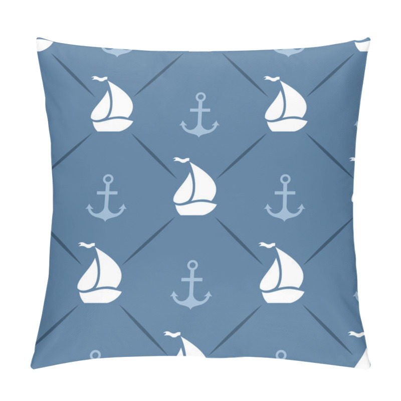 Personality  Seamless Vector Pattern Of Anchor, Sailboat Shape And Line Pillow Covers