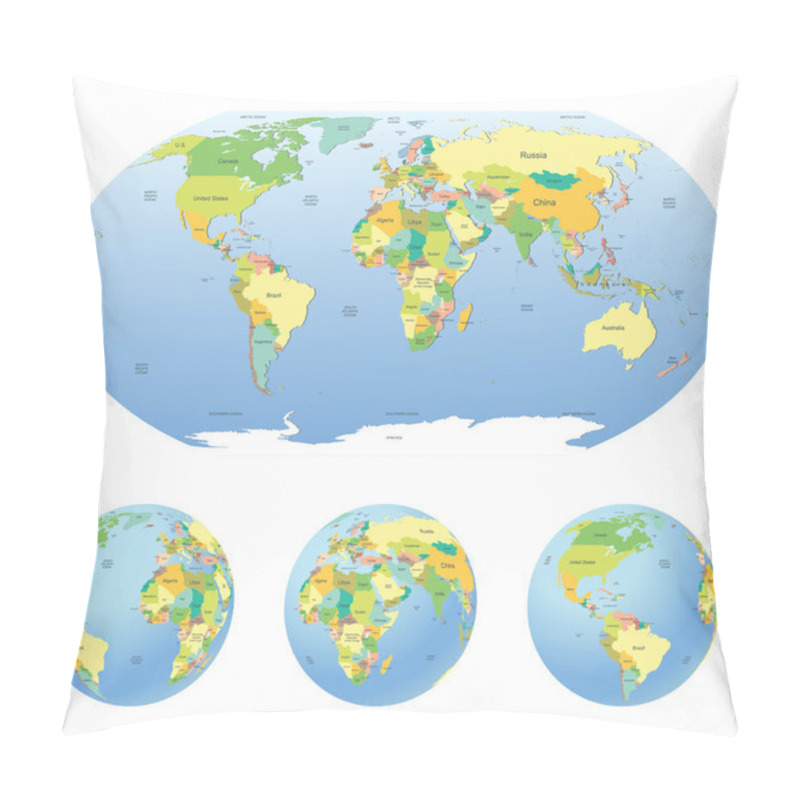 Personality  Globe Isolated On White Pillow Covers