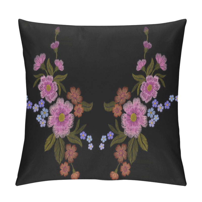 Personality  Delicate Pink Rose And Buds On A Black Background Pillow Covers