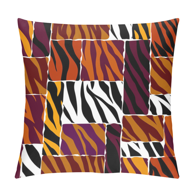 Personality  Abstract Brown Animal Exotic Pattern In Patchwork Style. Pillow Covers