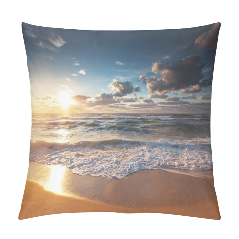 Personality  Beautiful Cloudscape Over The Sea, Sunset Shot Pillow Covers