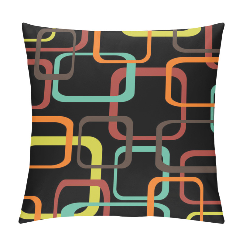 Personality  Retro Pattern Black Background With Squares - Rounded. Pillow Covers