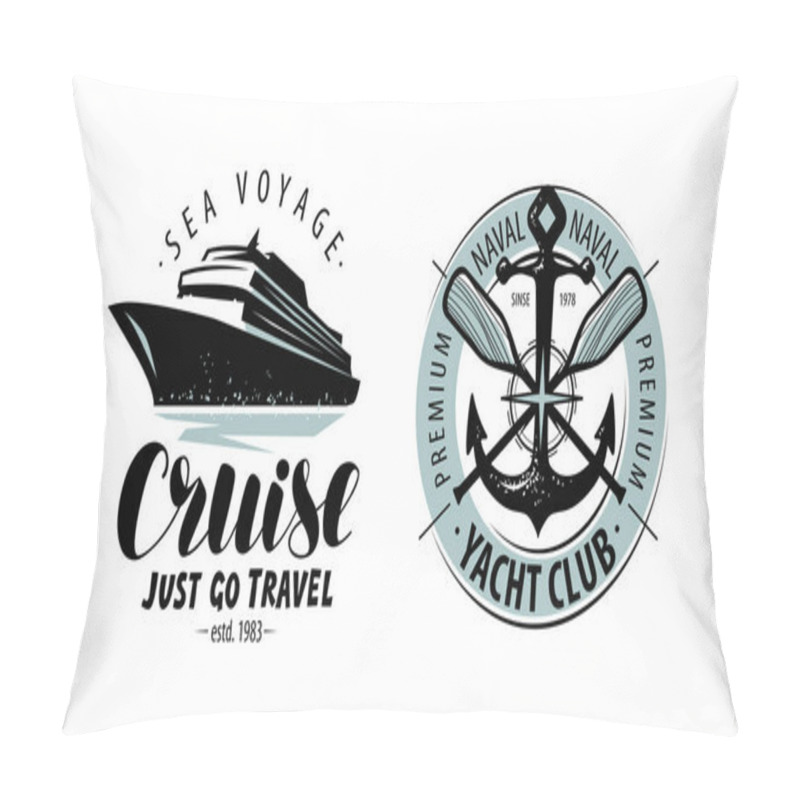 Personality  Cruise, Yacht Club Logo Or Label. Nautical Concept. Lettering Pillow Covers