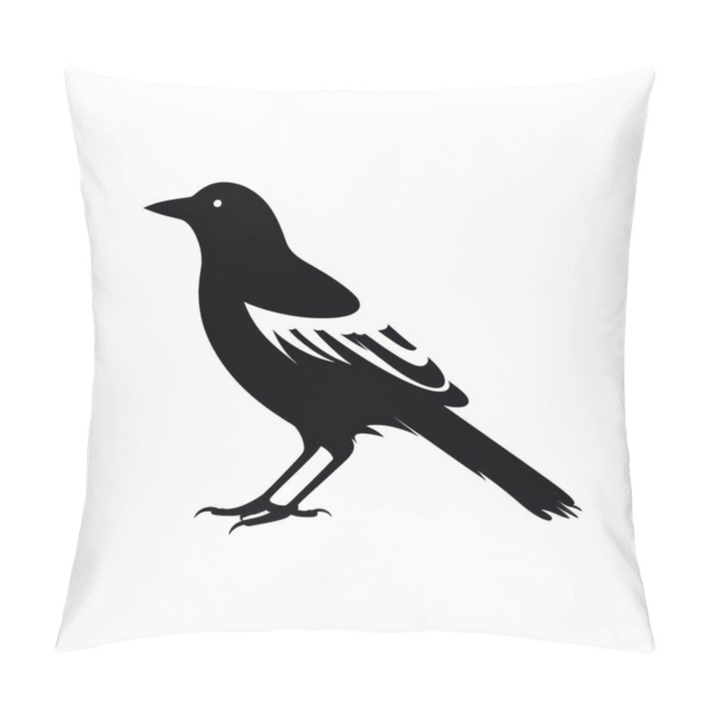 Personality  Stylized Black Silhouette Of A Bird, Exuding A Modern And Artistic Flair. Pillow Covers