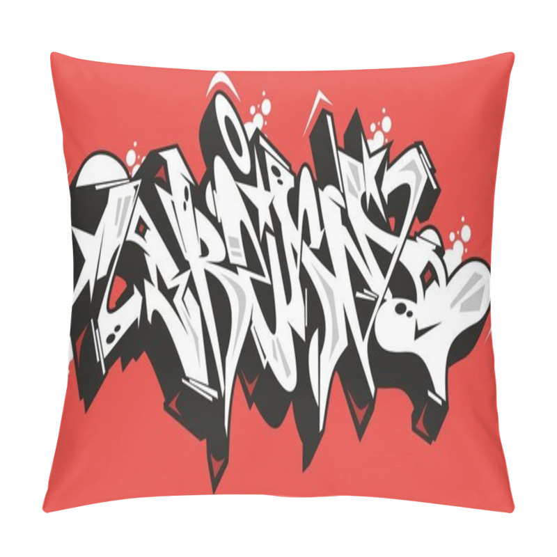 Personality  Abstract Dream Graffiti Font Lettering With A Red Background Pillow Covers