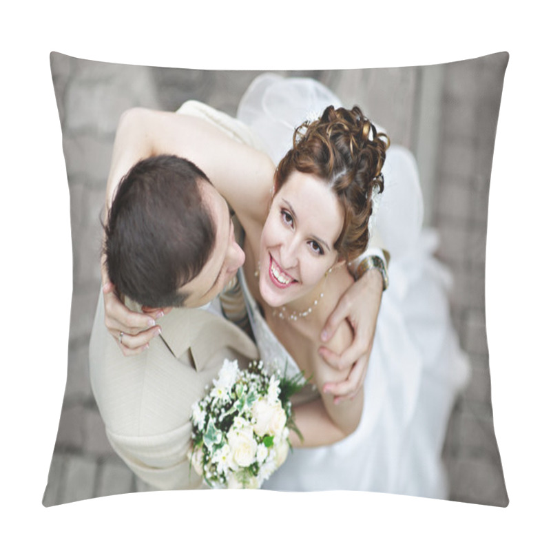 Personality  Happy Bride And Groom At Wedding Walk Pillow Covers