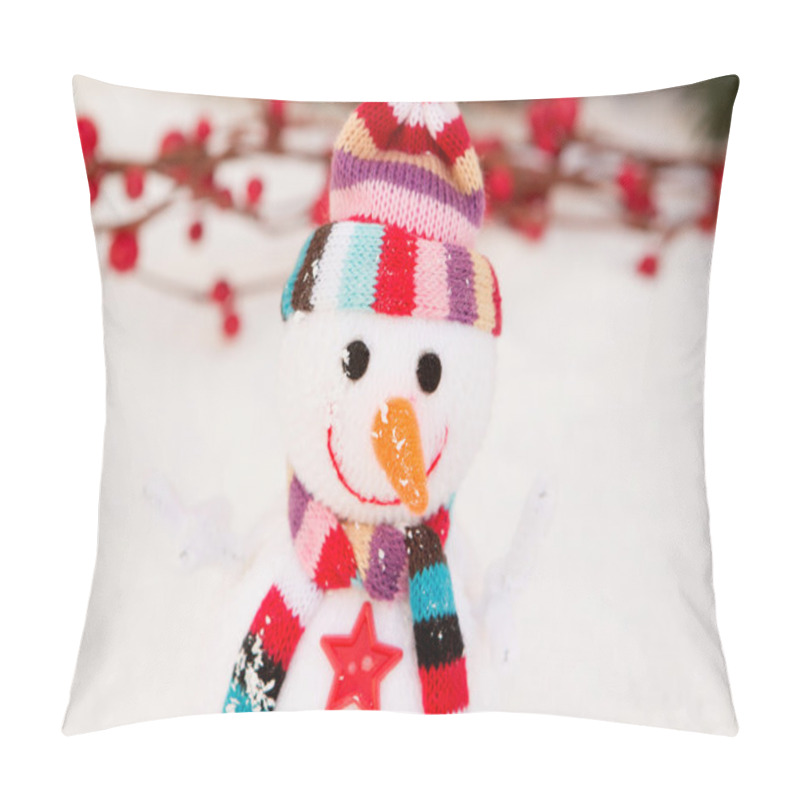 Personality  Snowman Made Of Wool Over The Snow Pillow Covers