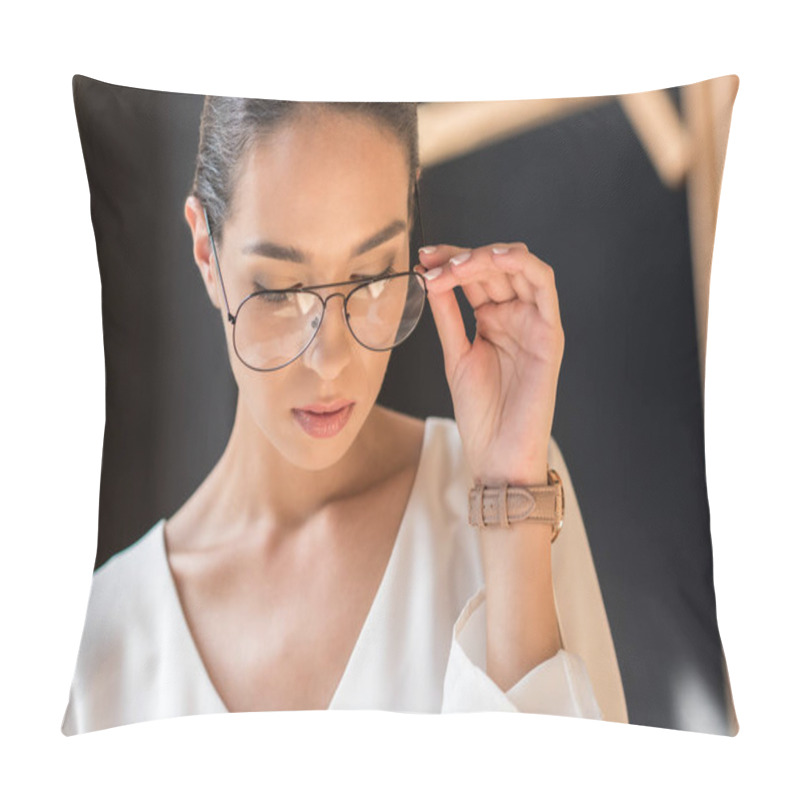 Personality  Stylish Woman In Eyeglasses Pillow Covers