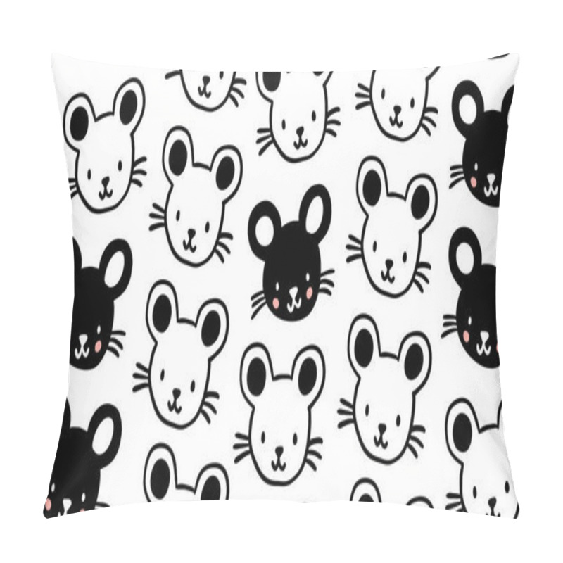 Personality  Seamless Pattern With Cute Black Doodle Mouses Pillow Covers