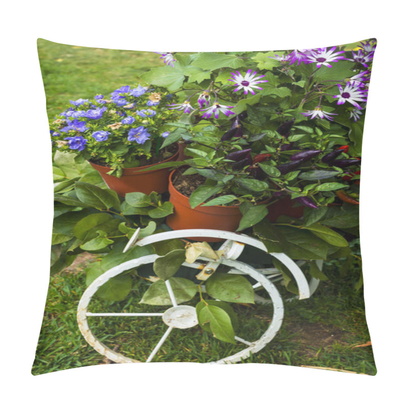 Personality  Decorative Bicycle With Flowers Pillow Covers