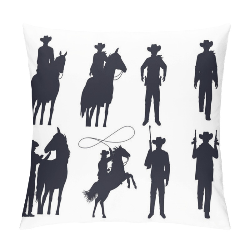 Personality  Cowboys Figures Silhouettes With Guns And Horses Pillow Covers