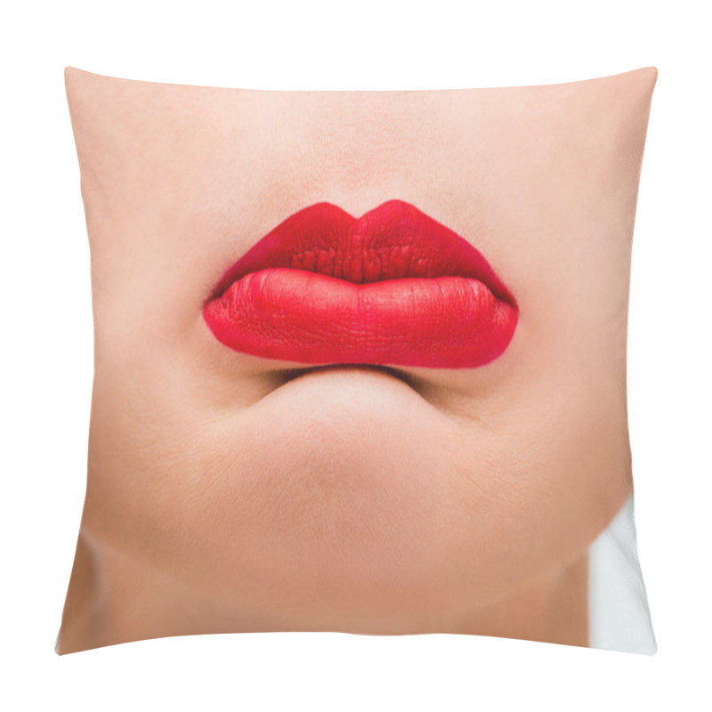 Personality  Close Up Of Upset Woman With Red Lips  Pillow Covers