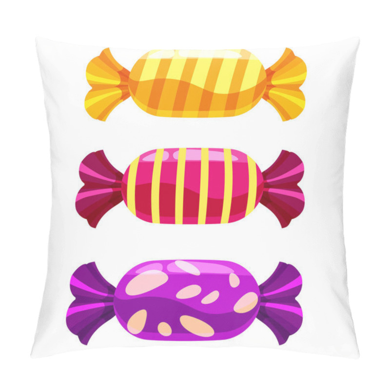 Personality  Set Of Sweets Candy On White Background. Vector Illustration. Isolated Pillow Covers