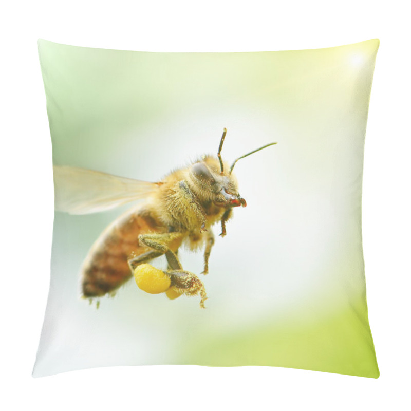 Personality  Flying Honey Bee In Sunlight Pillow Covers