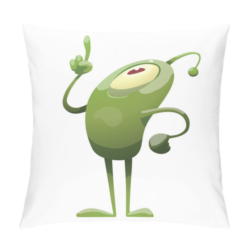 Personality  Funny green microbe pointing upwards pillow covers