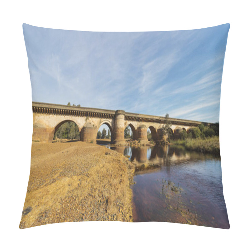 Personality  Roman Bridge With Reflections In Tinto River, Niebla Pillow Covers