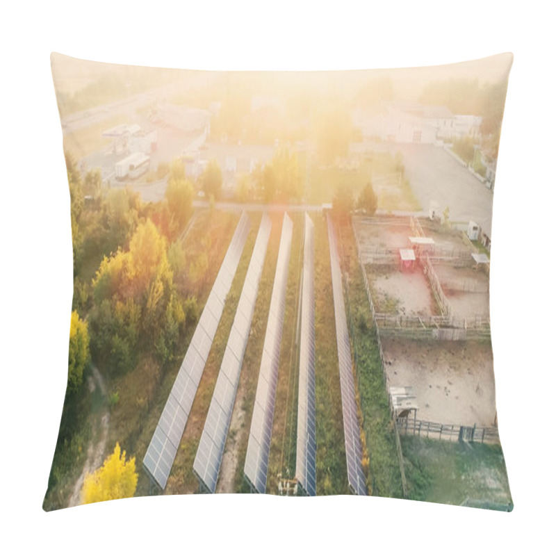 Personality  Aerial View Of Solar Panels At Sunset  Pillow Covers