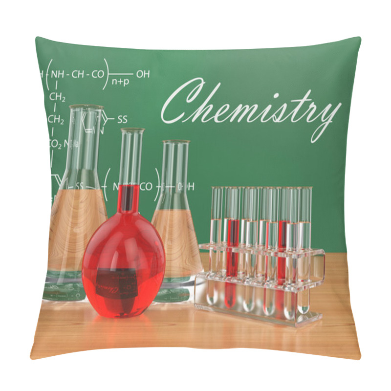 Personality  Chemical Flasks And Blackboard With Formulas. Pillow Covers