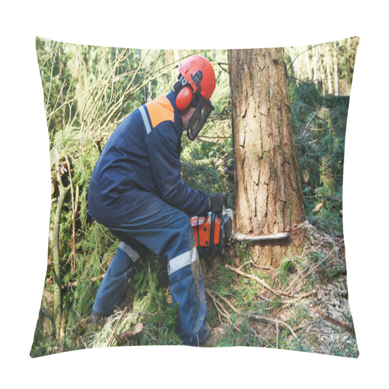 Personality  Lumberjack Cutting Tree In Forest Pillow Covers