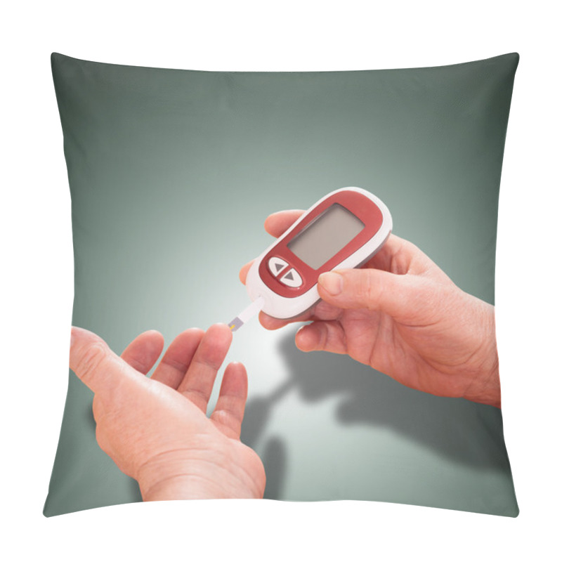 Personality  Woman Makes Testing  High Blood Sugar. Pillow Covers