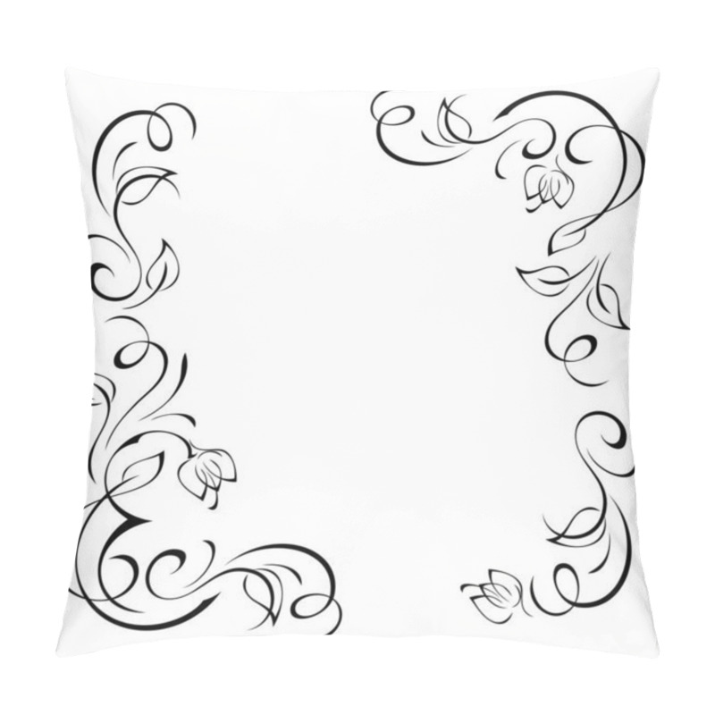 Personality  Decorative Rectangular Frame With Stylized Flower Buds, Leaves And Vignettes Pillow Covers