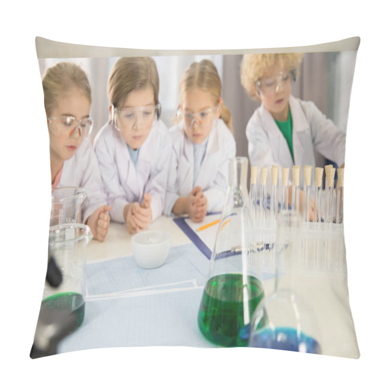 Personality  Schoolchildren Studying In Laboratory    Pillow Covers