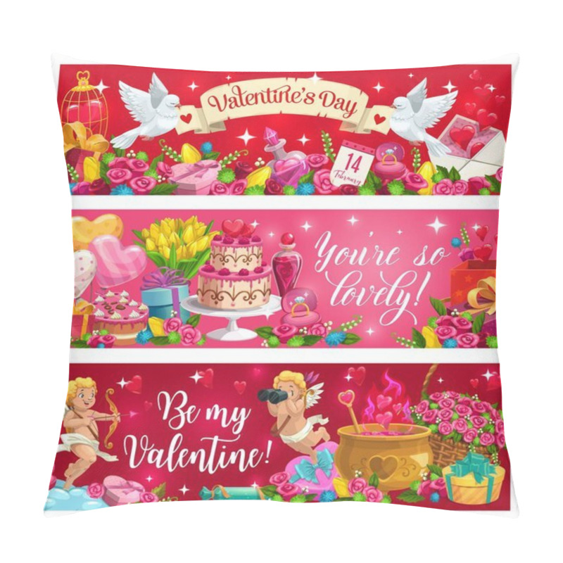 Personality  Valentines Day Holiday Cupids, Flowers And Gifts Pillow Covers