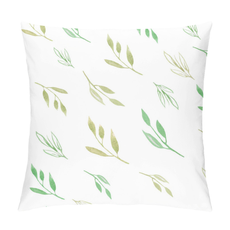 Personality  Watercolor Seamless Pattern With Abstract Green Leaves, Branches. Hand Drawn Floral Illustration Isolated On White Background. For Packaging, Wrapping Design Or Print. Vector EPS. Pillow Covers