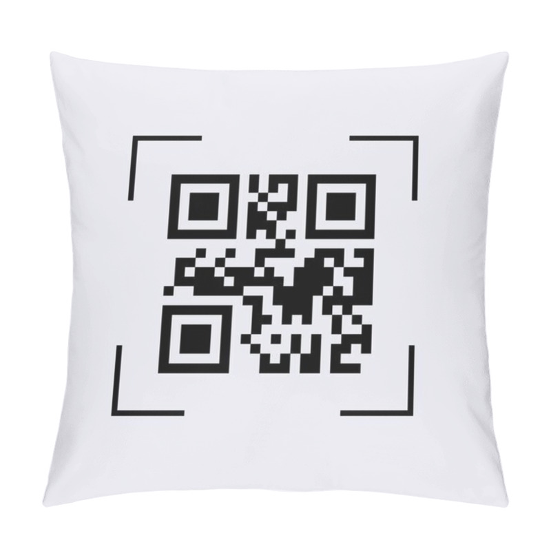 Personality  Scan Qr Code Camera View. Capturing Digital Code With Technology Of Identifying Application And Goods. Pillow Covers