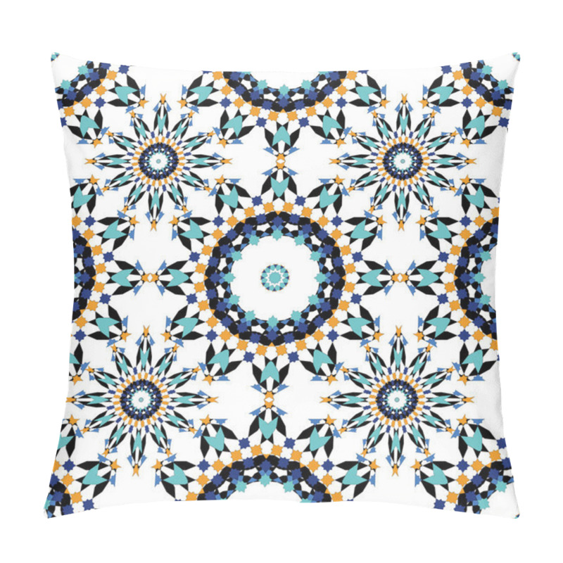 Personality  Gorgeous Seamless Pattern From Blue Moroccan Tiles, Ornaments. Can Be Used For Wallpaper, Pattern Fills, Web Page Background, Surface Textures. Pillow Covers