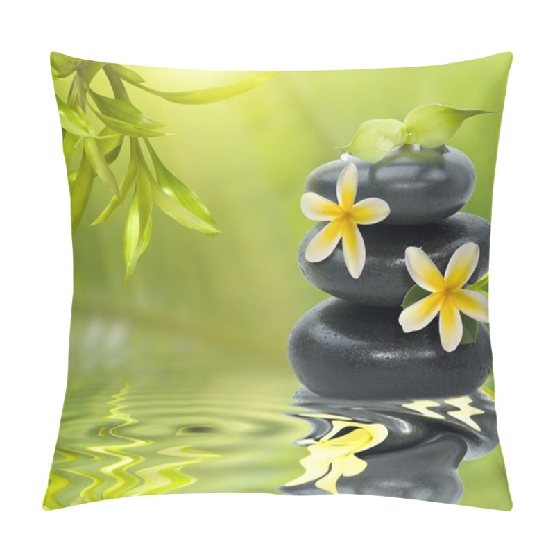 Personality  Spa Still Life, With Yellow Flowers On The Black Stones And Bamb Pillow Covers