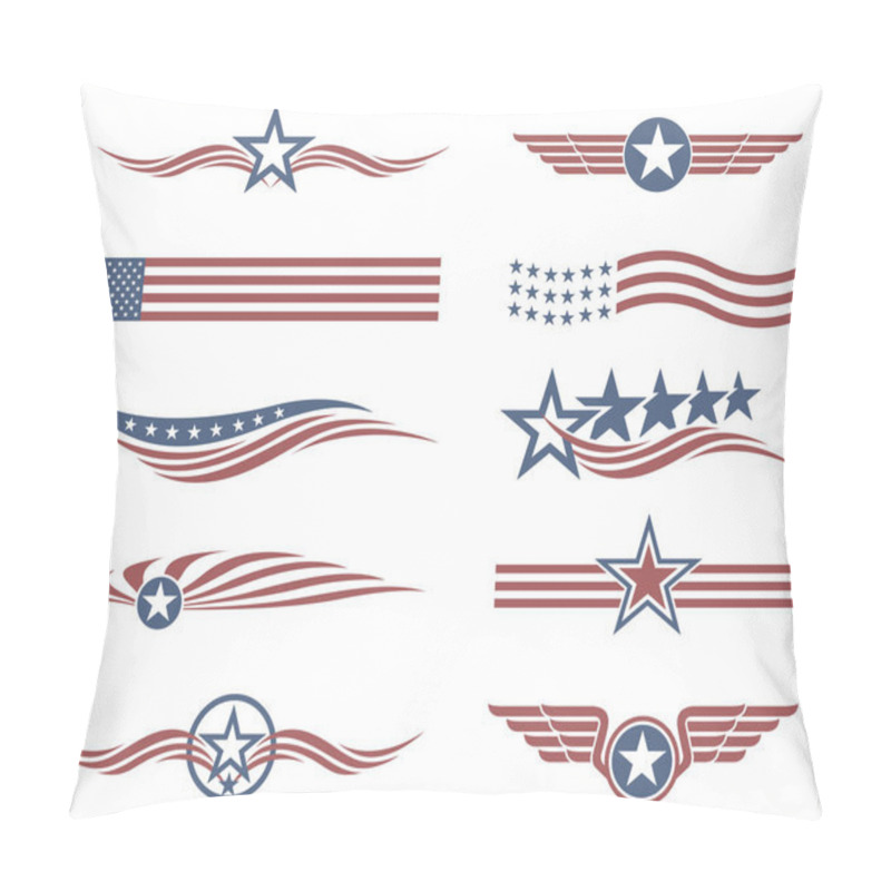 Personality  Collection Of USA Star Flag Labels On White Background Pillow Covers