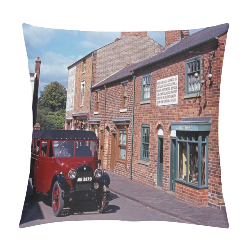 Personality  Vintage Bus Along The Main Victorian Village Street At The Black Country Living Museum, Dudley. Pillow Covers