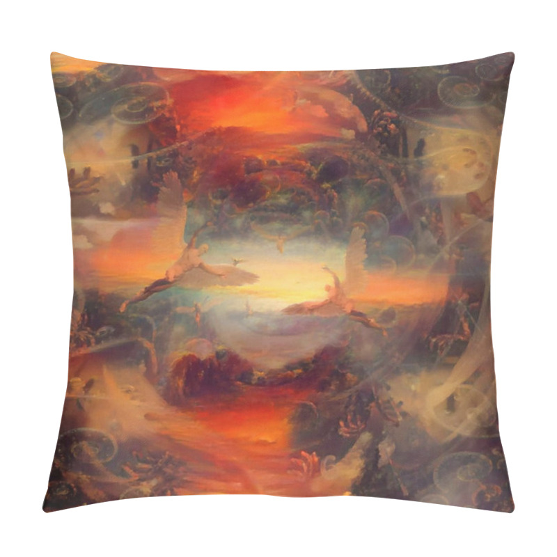 Personality  Abstract Painting. Angels In Surreal Space Pillow Covers