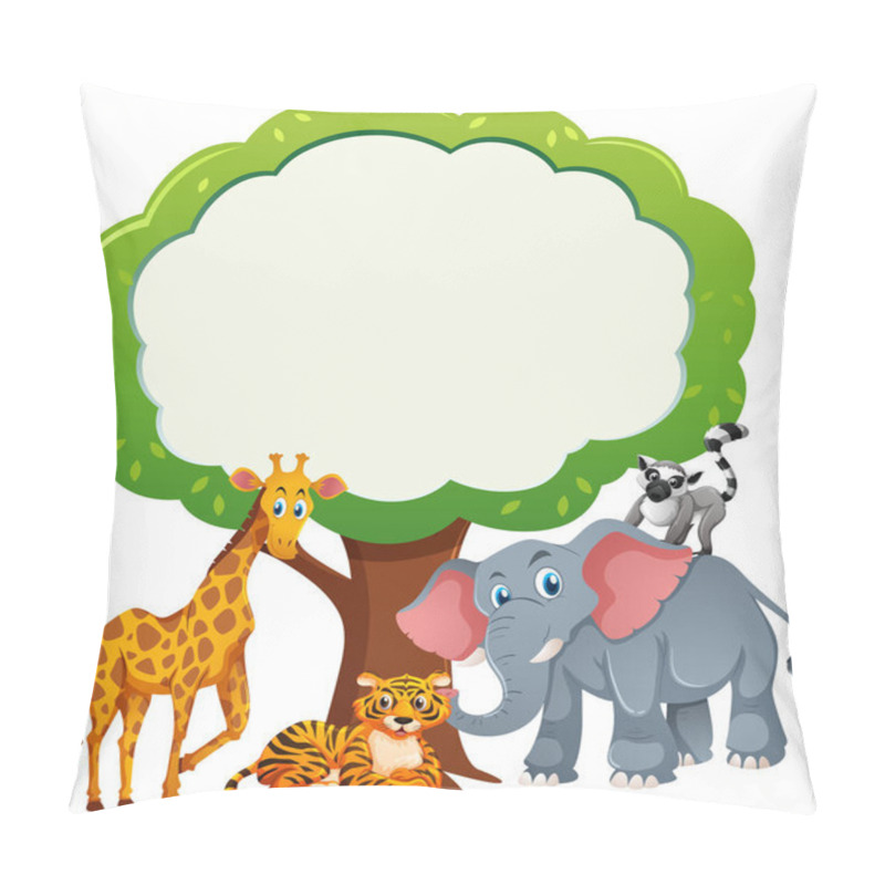 Personality  Border Template With Wild Animals Pillow Covers