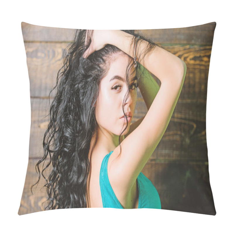 Personality  Cool And Sexy. Fashion Beauty In Swimsuit. Dieting. Woman With Perfect Body Relax. Sensual Girl With Curly Hair. Sport. Erotic Games. Spa Salon. Sexy Woman In Fitness Bodysuit Pillow Covers