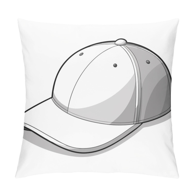 Personality  Isolated White Blank Baseball Cap Vector Mockup Template - 3D Realistic Headwear On White Background Pillow Covers