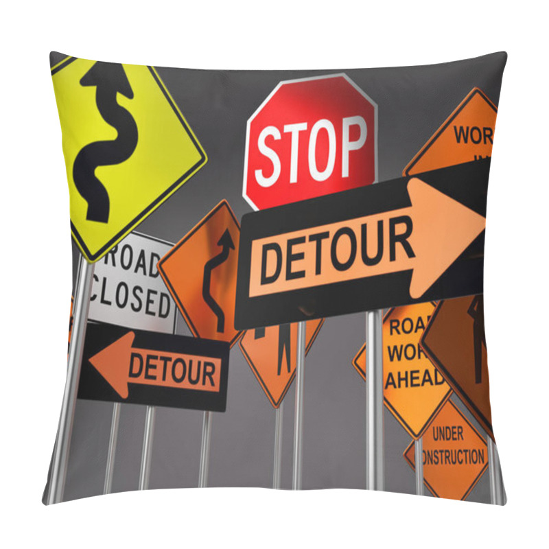 Personality  Road Construction Signs Pillow Covers