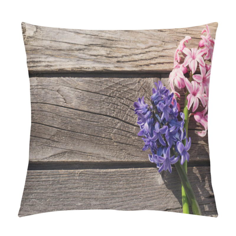 Personality  Beautiful Spring Flowers On Wooden Background Pillow Covers