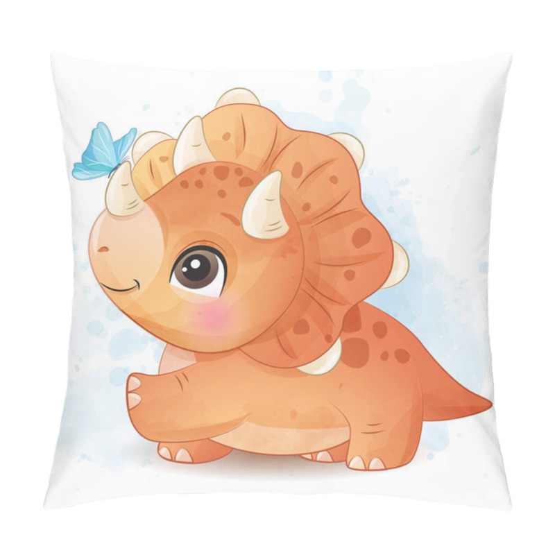 Personality  Cute Dinosaur Playing With Butterfly Illustration Pillow Covers