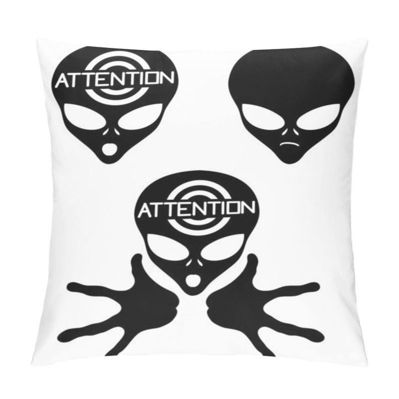 Personality  Alien Icons On White. Pillow Covers