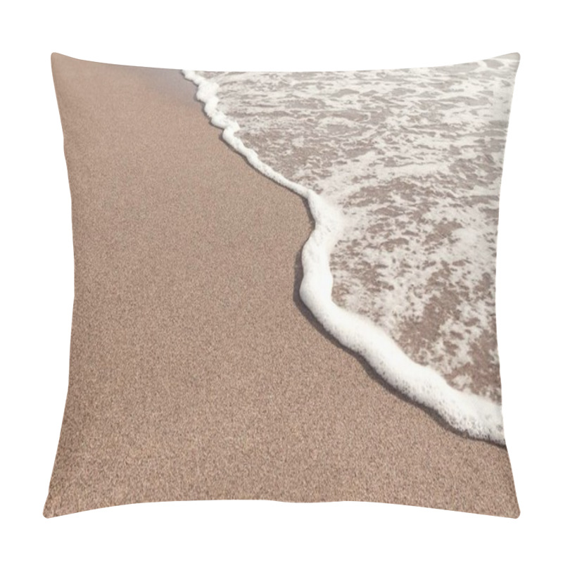 Personality  Wave Retreating In Brown Sand. Summer Landscape. Mediterranean Sea. Catalonia. Spain. Pillow Covers