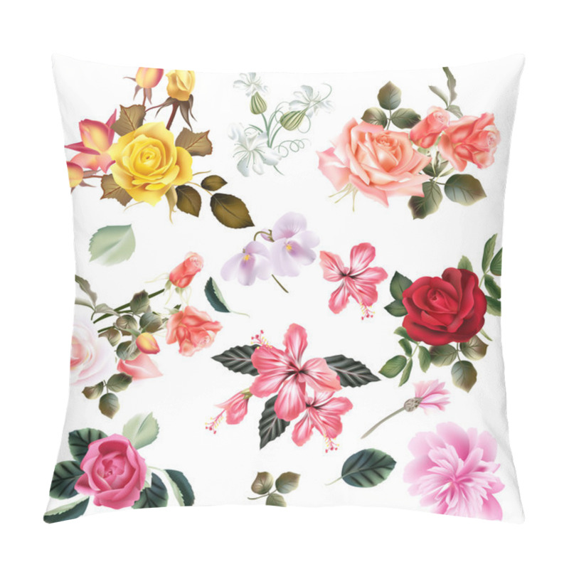 Personality  Beautiful Collection Of Vector Flowers Pillow Covers