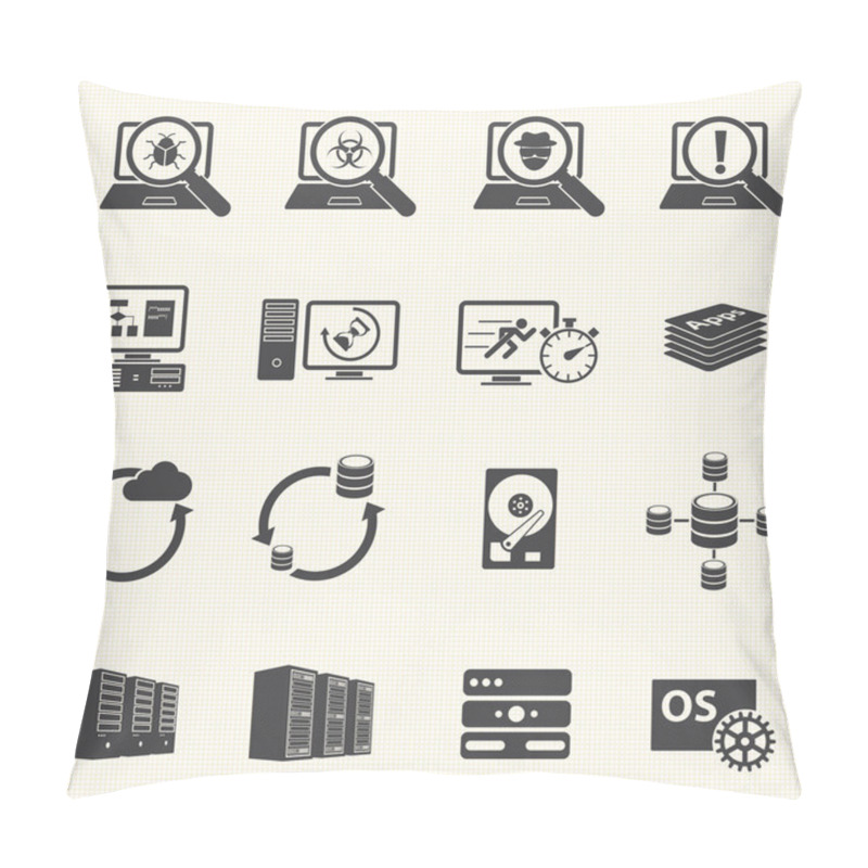 Personality  Programmer Software Development And Database Management Icons Pillow Covers