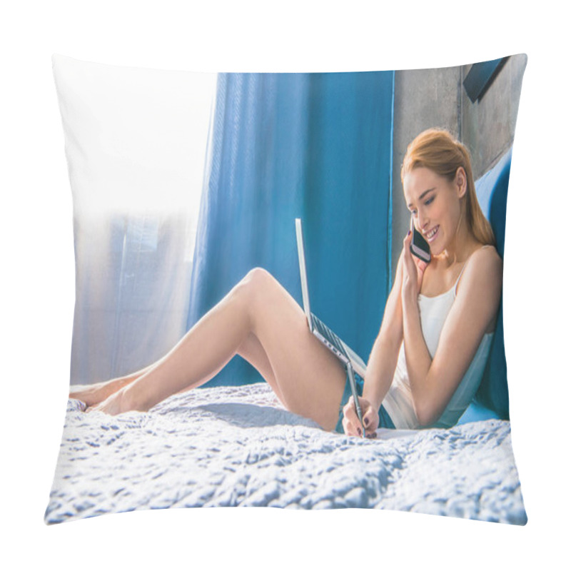 Personality  Girl Talking On Smartphone   Pillow Covers