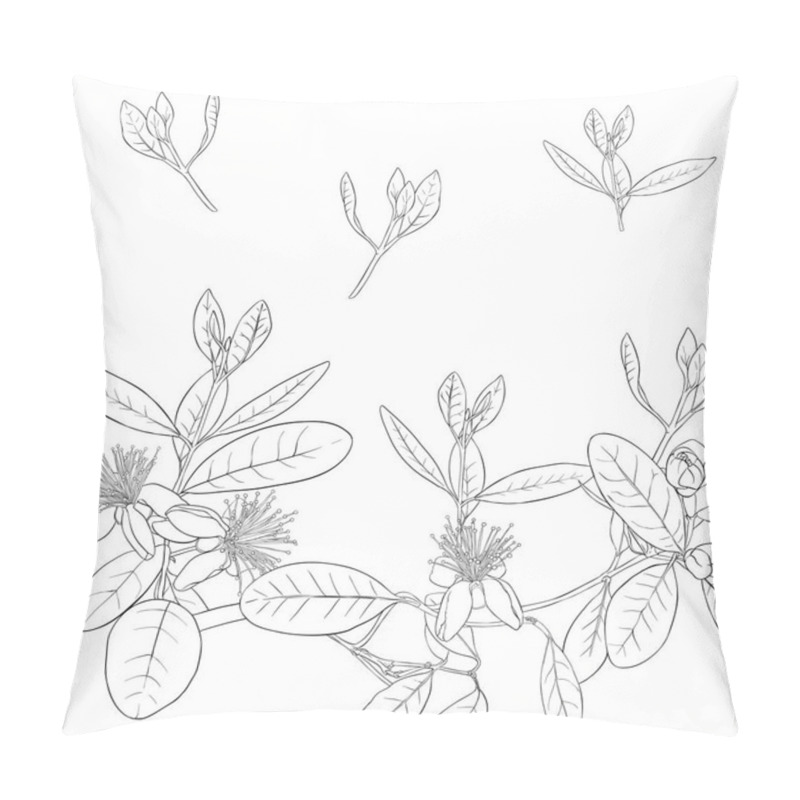 Personality  Seamless Pattern, Background With Floral Pattern With Feijoa Blooming Flowers Pillow Covers