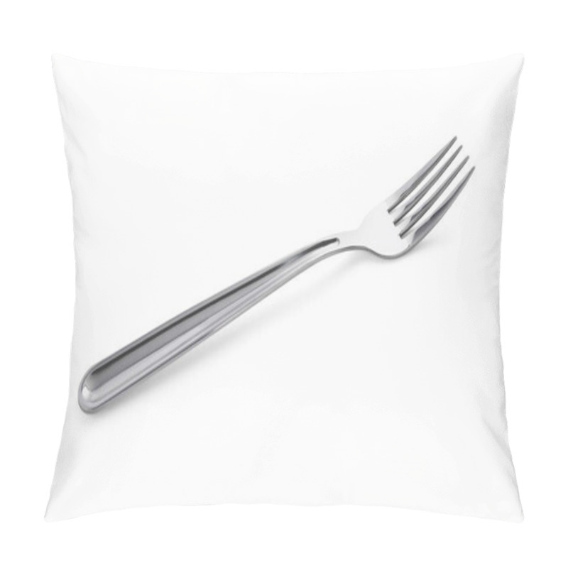 Personality  One Shiny Metal Fork Isolated On White Pillow Covers