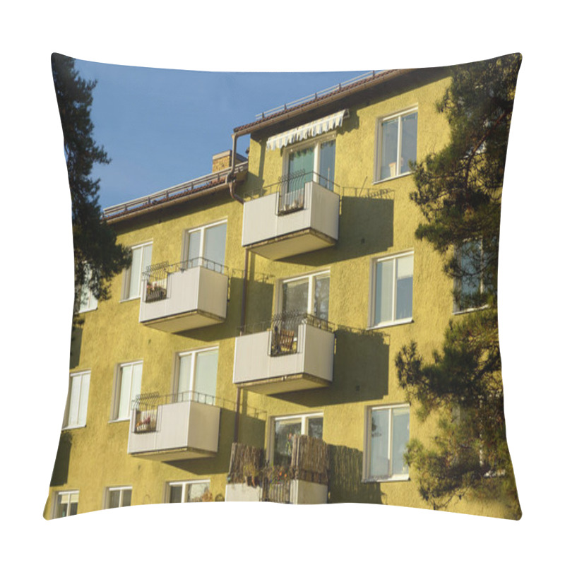 Personality  House/apartment Building With Balconies, Blue Sky Pillow Covers