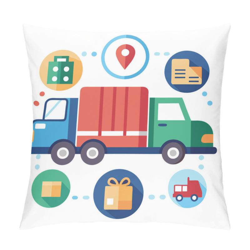 Personality  Cartoon Delivery Truck Illustration Pillow Covers